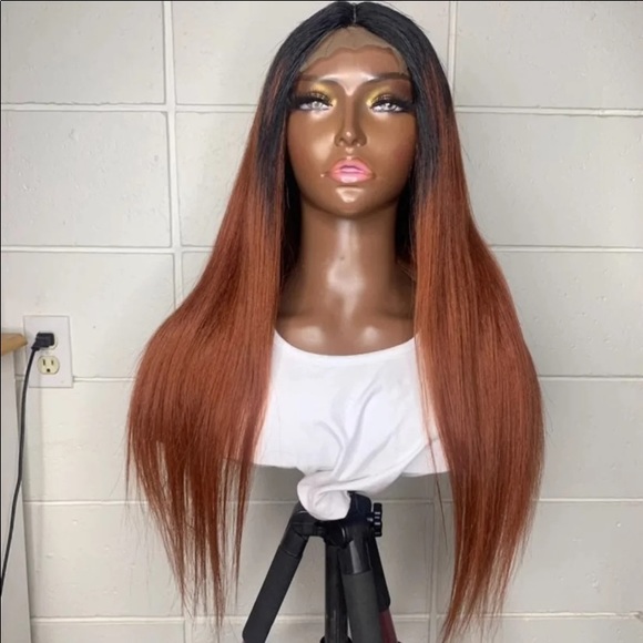 New 18inch Beautiful Soft Ginger Human Hair Blend Wig - Picture 1 of 6